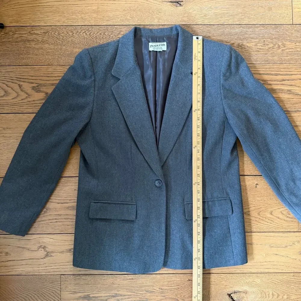 Vintage Pendleton Blazer Gray USA Wool Single Button Classic Jacket Work Fall